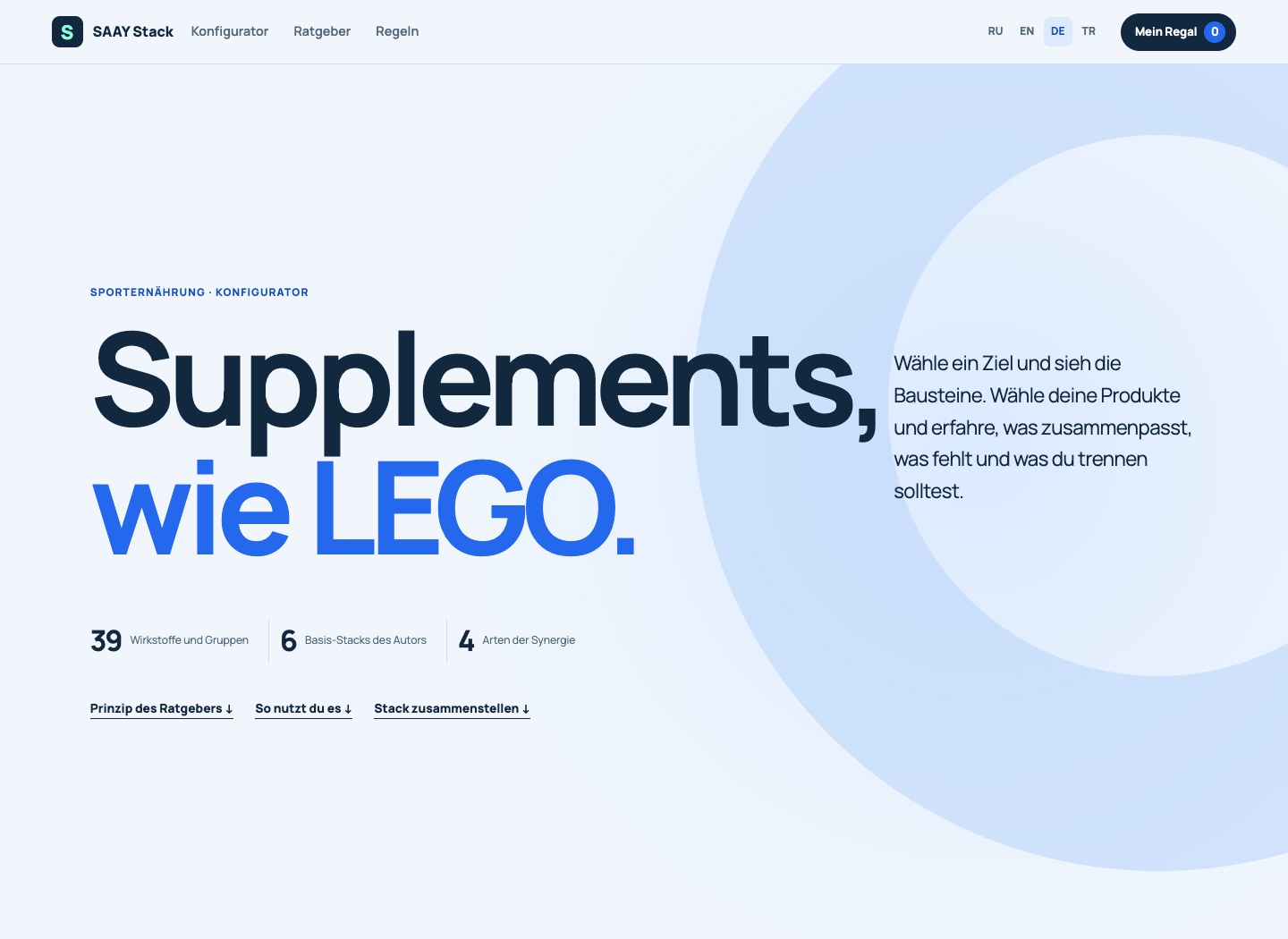 Screenshot der Website — SAAY Stack